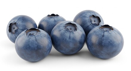 Obraz premium Fresh ripe blueberries isolated on white background closeup healthy sweet fruit dessert