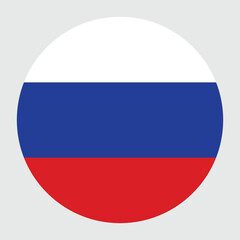 Fototapeta premium Russian flag round. Flag of Russian Federation as round glossy icon. Round national flag of Russian Federation. Vector illustration flag of Russian.
