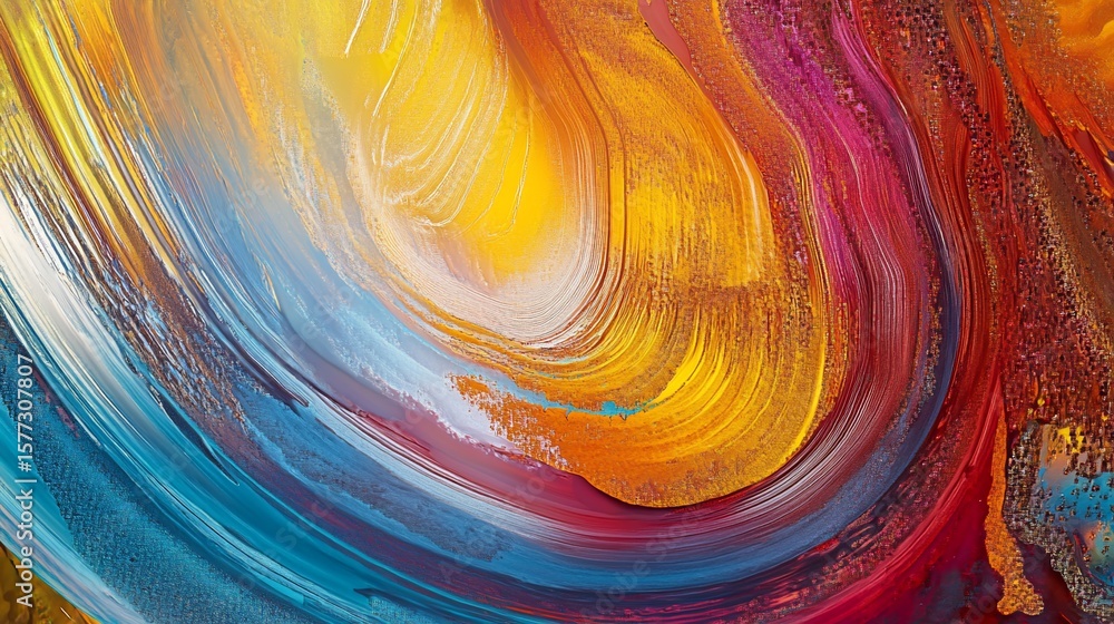 Poster abstract design with dynamic wavy lines flowing gracefully across the image with a gradient of color