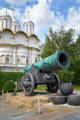 Moscow, Russia, 07.08.2025: Tsar cannon (Tsar cannon) on Ivanovskaya square