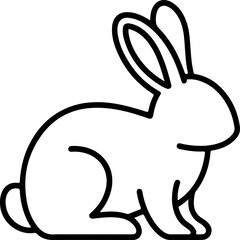 Simple black outline drawing of a cute rabbit sitting on a white background