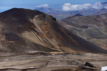 Iceland. Vast expanses of Snæfellsjökull reveal dramatic geological features, with contrasting...