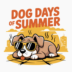 Dog Days of Summer Cute Cartoon Hot Weather Lazy Pet Sun Art