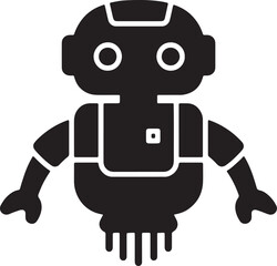 Adorable silhouette vector illustration of a cartoon robot with friendly facial features