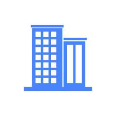 Simple Building Icon, Black Office Tower Symbol Isolated on White Background