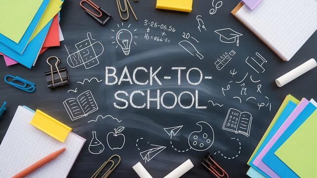 Creative and Educational Back-to-School Chalkboard Arrangement for Learning - Powered by Adobe