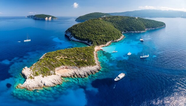 aerial view of antipaxos island near corfu