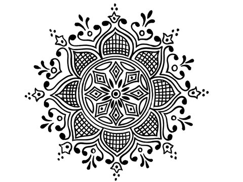 Rangoli, kolam,alpona, mandana for diwali, onam, indian wedding Traditional Indian folk art design with isolate background