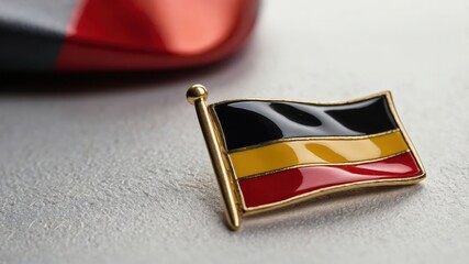 Closeup of german flag pin on textured surface