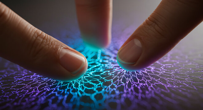 Finger Touching a Cracked Screen - Powered by Adobe