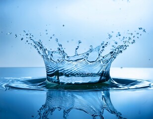 dynamic water crown capturing a split second in a grand display of fluidity with a vibrant symmetrical water crown emerging from below the surface of a pristine water source