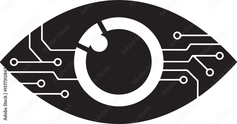 Aufkleber cybernetic eye incorporating circuit board lines representing artificial intelligence and technology