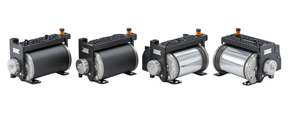 High-Quality Isolated High-Resolution Four compact pneumatic roller transparent background, commercial stock asset, ideal for marketing materials and video overlays, mockups