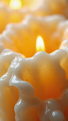 Wax-dripped candle surface macro detail