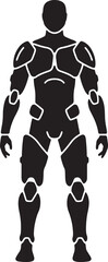 Silhouette of a futuristic soldier in protective armor futuristic design illustration