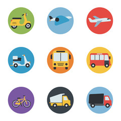 Vector Transport Icon Set for Travel - Cars, Airplanes, Trains, Transparent and More