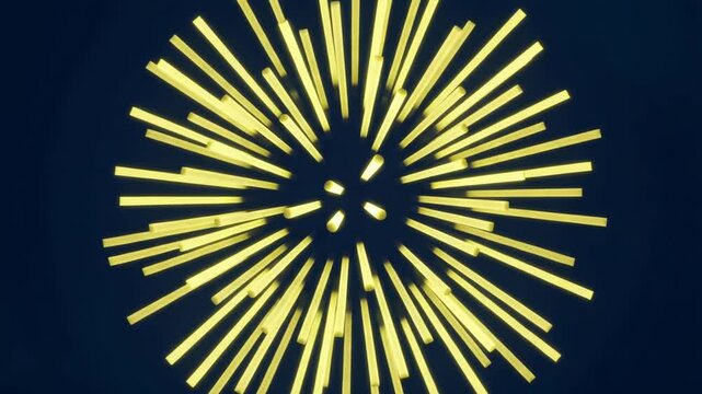 Bright yellow rays radiating from center on dark background