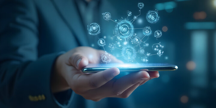 Futuristic hologram smartphone interface concept