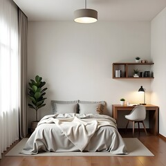 bed, room, bedroom, interior, hotel, home, house, furniture, luxury, lamp, apartment, design, window, wall, pillow, table, indoors, decor, architecture, comfortable, light, carpet, nobody, sofa, decor