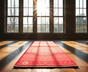 Yoga Mat in Bright Indoor Space with Sunlight