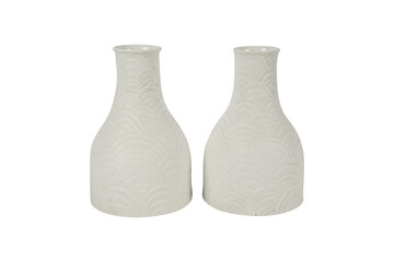 Pair of White Textured Ceramic Vases – Minimalist Modern Home Decor