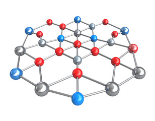 Chaotic Organic Molecule Cluster, Semi-Random Arrangement, 3D Perspective, Transparent Background
