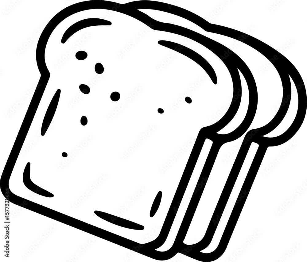 Poster simple outline drawing of three slices of bread stacked on a white background