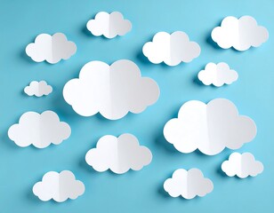 Paper clouds on a light blue background