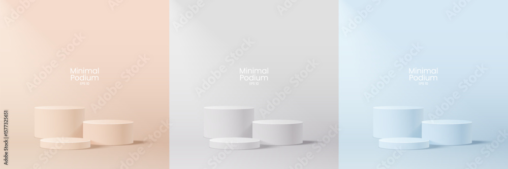 Aufkleber abstract minimal scene. minimal podium with soft material base. soft podium stages and product showc