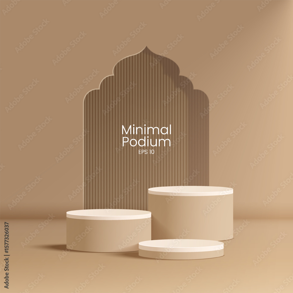 Poster abstract minimal scene. minimal podium with soft material base. soft podium stages and product showc