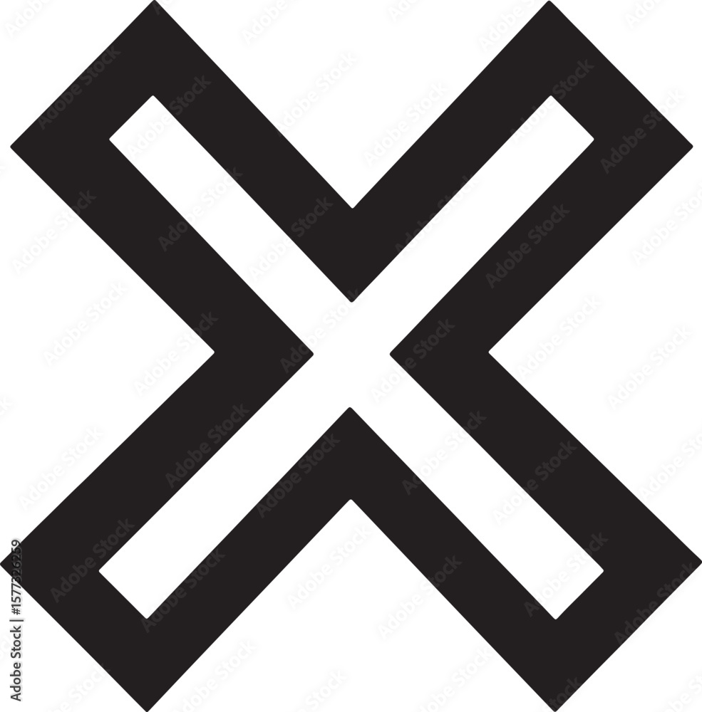 Poster black and white minimalist cross icon symbolizing abstract concepts and design elements
