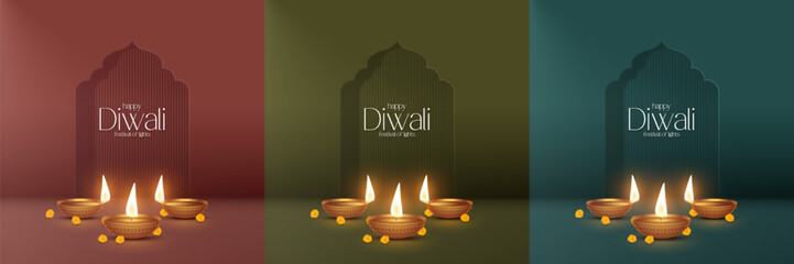 Happy Diwali - festival of lights colorful poster template design with decorative diya lamp. vector illustration. Indian festival of lights Happy Diwali, holiday Background, Diwali celebration.