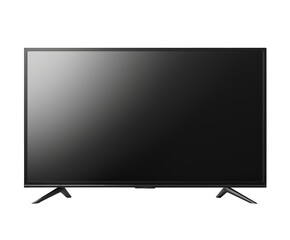 A sleek black television with a blank screen is isolated on transparent background, ready to display captivating content in a modern home theater setting