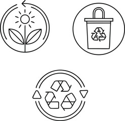 Minimalist Black and White Biodegradable and Compo-stable Packaging Symbols Vector on Transparent Background
