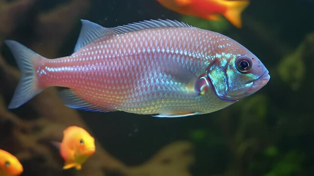 Iridescent Fish in Aquarium Environment
