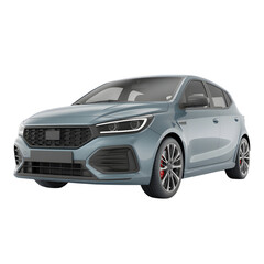 Naklejka premium Light gray car isolated on transparent white background 