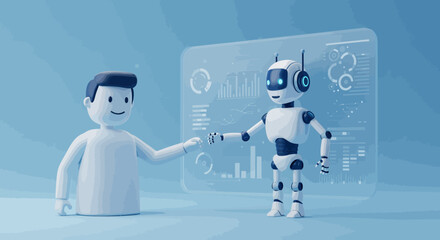 Human and Robot Collaboration A 3D Rendering of Partnership in Technological Advancement