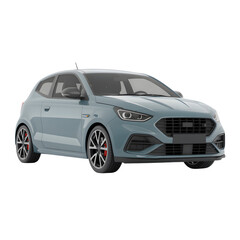 Fototapeta premium Light gray car isolated on transparent white background 