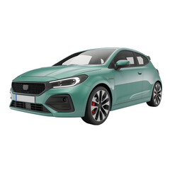 Mint green car isolated on transparent white background 