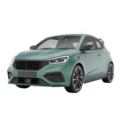 Obraz premium Mint green car isolated on transparent white background 
