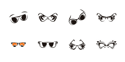 Minimal sunglasses icons collection vector set for summer fashion and accessories illustrations

