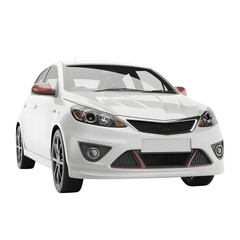 Naklejka premium White car isolated on transparent white background 