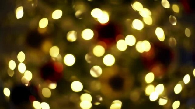 Golden Bokeh Lights ang blurred christmas tree banner