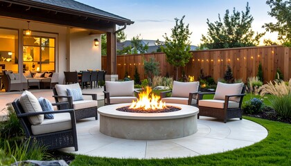 Backyard patio with fire pit