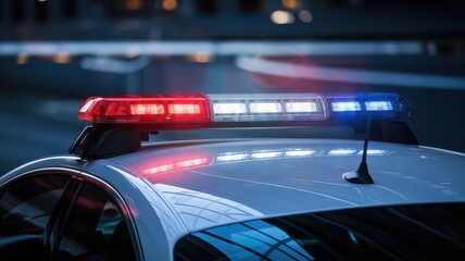 Illuminating Justice: High-Angle View of a Police Car's Emergency Lights