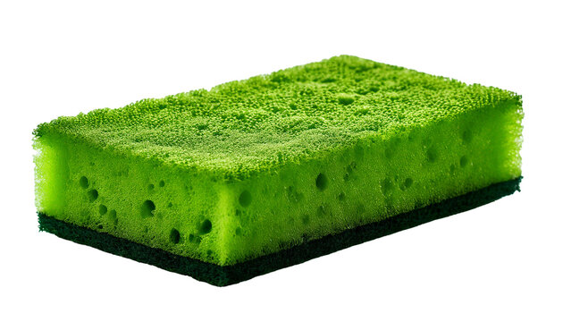 Sponge, cleaning, kitchen, household — this vibrant green sponge is designed for efficient scrubbing and wiping, making it an essential tool for removing dirt, grime, and stains from various home surf