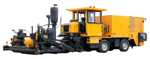 Professional High-Resolution Detailed asphalt milling machine with digital artwork, PNG cutout, ideal for web banners and graphic design, content creation, professional graphics