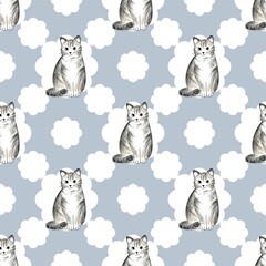 Cute cat pattern images are suitable for printing on product surfaces.