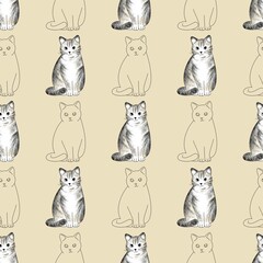 Cute cat pattern images are suitable for printing on product surfaces.