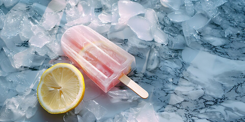 Strawberry Lemon Popsicle on Crushed Ice

